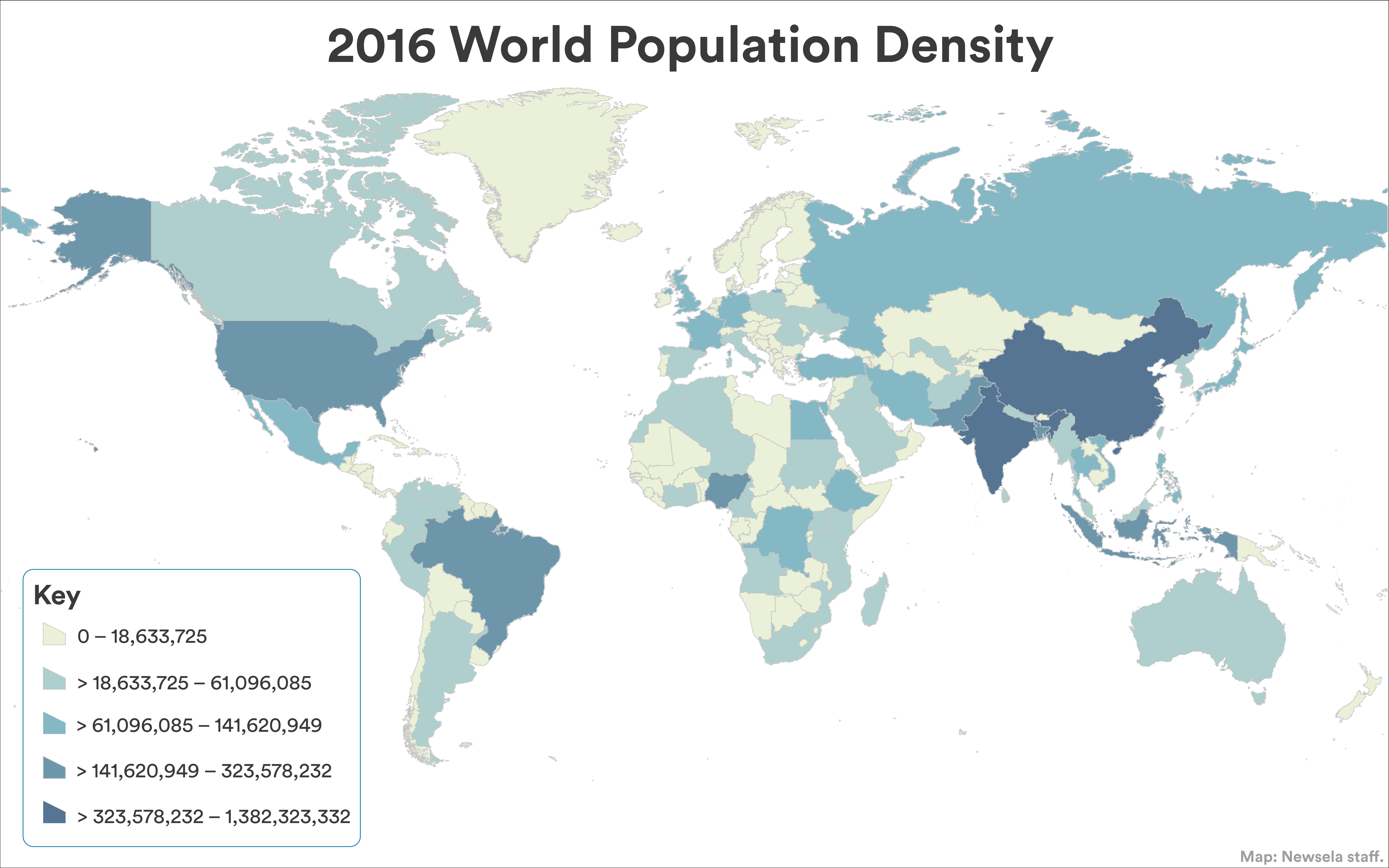 Population Density Of The World In 2016